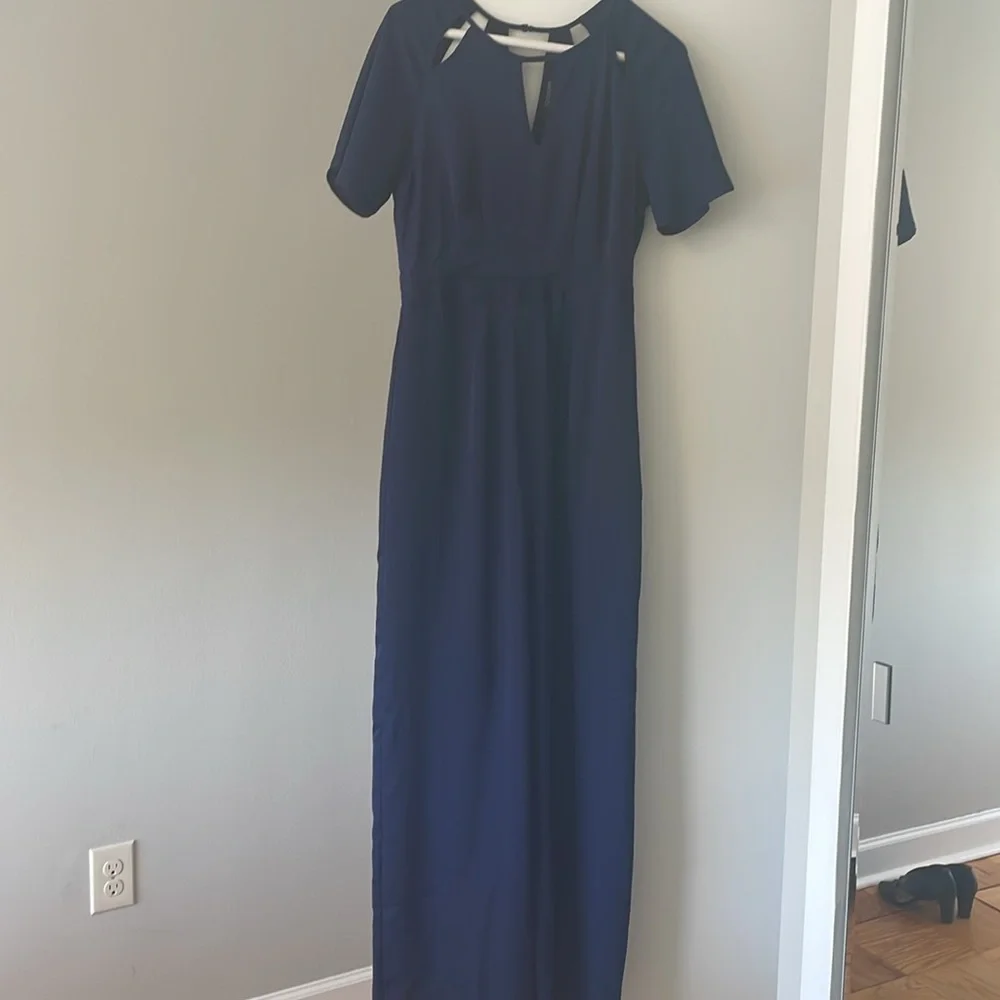 NWOT 19 Cooper evening romper jumpsuit silky blue with cutouts size xs - Picture 3 of 4